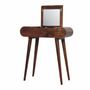 Autres tables  - Artisan Furniture en bois massif Mini Rond Commodenut coiffeuse pliante, 4 Rangement Compartments avec Miroir, Marron Foncé - ARTISAN FURNITURE