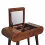 Autres tables  - Artisan Furniture en bois massif Mini Rond Commodenut coiffeuse pliante, 4 Rangement Compartments avec Miroir, Marron Foncé - ARTISAN FURNITURE