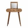 Autres tables  - Artisan Furniture en bois massif Mini Rond Dressing Table, 1 Tiroir avec Rangement Compartments, Pieds nordiques, Chêne clair, Marron - ARTISAN FURNITURE
