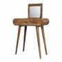 Autres tables  - Artisan Furniture en bois massif Mini Rond Dressing Table, 1 Tiroir avec Rangement Compartments, Pieds nordiques, Chêne clair, Marron - ARTISAN FURNITURE