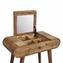 Autres tables  - Artisan Furniture en bois massif Mini Rond Dressing Table, 1 Tiroir avec Rangement Compartments, Pieds nordiques, Chêne clair, Marron - ARTISAN FURNITURE