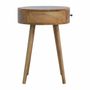 Tables de nuit - Artisan Furniture en bois massif Nordique De forme circulaire Table de chevet, 1 Tiroir, Beige - ARTISAN FURNITURE