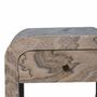 Night tables - Artisan Furniture Solid Wood Nouveau Nightstand, 1 Drawer, Laminated Marble Effect-White - ARTISAN FURNITURE