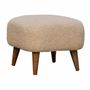 Poufs - Artisan Furniture en bois massif Rembourré Boucle Cream Square Repose-pieds, Marron et Cream - ARTISAN FURNITURE