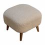 Poufs - Artisan Furniture en bois massif Rembourré Boucle Cream Square Repose-pieds, Marron et Cream - ARTISAN FURNITURE