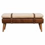 Bancs - Artisan Furniture en bois massif Rembourré Bouclé Buffalo Hide Leather Banc, Beige - ARTISAN FURNITURE