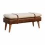Bancs - Artisan Furniture en bois massif Rembourré Bouclé Buffalo Hide Leather Banc, Beige - ARTISAN FURNITURE