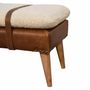 Bancs - Artisan Furniture en bois massif Rembourré Bouclé Buffalo Hide Leather Banc, Beige - ARTISAN FURNITURE
