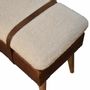 Bancs - Artisan Furniture en bois massif Rembourré Bouclé Buffalo Hide Leather Banc, Beige - ARTISAN FURNITURE