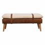 Bancs - Artisan Furniture en bois massif Rembourré Bouclé Buffalo Hide Leather Banc, Beige - ARTISAN FURNITURE