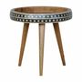 Other tables - Artisan Furniture Solid Wood Small Dotted Bone Inlay Pattern End Table, Open Storage, Beige - ARTISAN FURNITURE