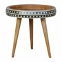 Other tables - Artisan Furniture Solid Wood Small Dotted Bone Inlay Pattern End Table, Open Storage, Beige - ARTISAN FURNITURE