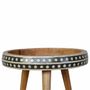 Other tables - Artisan Furniture Solid Wood Small Dotted Bone Inlay Pattern End Table, Open Storage, Beige - ARTISAN FURNITURE
