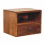 Night tables - Artisan Furniture Solid Wood Solis Wall Mounted Nightstand, 1 Drawer and Open Slot, Chestnut, Dark Brown - ARTISAN FURNITURE