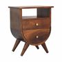 Night tables - Artisan Furniture Solid Wood Split Chestnut Nightstand, 2 Drawers, 1 Open Slot, Dark Brown - ARTISAN FURNITURE
