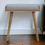 Stools - Artisan Furniture Solid Wood Tweed Tray Style Footstool, Upholstered, Nordic Legs, Grey and Brown - ARTISAN FURNITURE