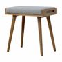 Stools - Artisan Furniture Solid Wood Tweed Tray Style Footstool, Upholstered, Nordic Legs, Grey and Brown - ARTISAN FURNITURE