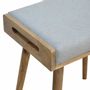 Stools - Artisan Furniture Solid Wood Tweed Tray Style Footstool, Upholstered, Nordic Legs, Grey and Brown - ARTISAN FURNITURE