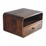 Night tables - Artisan Furniture Solid Wood Large Chestnut Curve Floating Nightstand, 1 Drawer and Open Slot, Dark Brown - ARTISAN FURNITURE