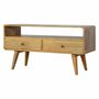 Meubles TV - Artisan Furniture Meuble TV Courbe Oak-ish, 2 Tiroirs et Fente Ouverte, Beige - ARTISAN FURNITURE