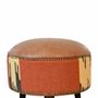 Poufs - Artisan Furniture Repose-pieds Mixte Durrie et Cuir, Look Bohème, Multicolore - ARTISAN FURNITURE