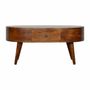 Tables basses - Artisan Furniture Table Basse Arrondie en Châtaignier, 2 Tiroirs, Marron Foncé - ARTISAN FURNITURE