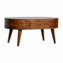 Tables basses - Artisan Furniture Table Basse Arrondie en Châtaignier, 2 Tiroirs, Marron Foncé - ARTISAN FURNITURE