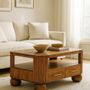 Coffee tables - Artisan Furniture Solid Wood Briarwood Fluted Coffee Table, 2 Drawers, 1 Shelf, Brown - ARTISAN FURNITURE