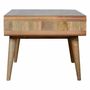 Coffee tables - Artisan Furniture Solid Wood Curved Oak-ish Coffee Table, 2 Drawers and 2 Open Slots, Brown - ARTISAN FURNITURE