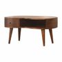 Coffee tables - Artisan Furniture Solid Wood Chestnut Wave Coffee Table, 1 Drawer, 1 Shelf, Dark Brown - ARTISAN FURNITURE