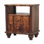 Night tables - Artisan Furniture Solid Wood 2-Drawer Nightstand with Open Shelf, Brown - ARTISAN FURNITURE
