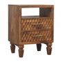 Night tables - Artisan Furniture Solid Wood Arno Nightstand in Golden Teak, 2 Drawers, 1 Open Slot, Brown - ARTISAN FURNITURE