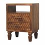Night tables - Artisan Furniture Solid Wood Arno Nightstand in Golden Teak, 2 Drawers, 1 Open Slot, Brown - ARTISAN FURNITURE