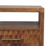 Night tables - Artisan Furniture Solid Wood Arno Nightstand in Golden Teak, 2 Drawers, 1 Open Slot, Brown - ARTISAN FURNITURE