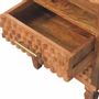Night tables - Artisan Furniture Solid Wood Arno Nightstand in Golden Teak, 2 Drawers, 1 Open Slot, Brown - ARTISAN FURNITURE
