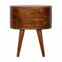 Night tables - Artisan Furniture Solid Wood Chestnut Rounded Nightstand Table, 2 Drawers, Dark Brown - ARTISAN FURNITURE