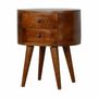 Night tables - Artisan Furniture Solid Wood Chestnut Rounded Nightstand Table, 2 Drawers, Dark Brown - ARTISAN FURNITURE