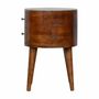 Night tables - Artisan Furniture Solid Wood Chestnut Rounded Nightstand Table, 2 Drawers, Dark Brown - ARTISAN FURNITURE