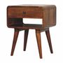 Night tables - Artisan Furniture Solid Wood Avora Chestnut Nightstand with Drawer and open slot, Dark Brown - ARTISAN FURNITURE