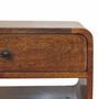 Night tables - Artisan Furniture Solid Wood Avora Chestnut Nightstand with Drawer and open slot, Dark Brown - ARTISAN FURNITURE