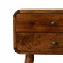 Night tables - Artisan Furniture Solid Wood Curved Chestnut Nightstand, 2 Drawers, Dark Brown - ARTISAN FURNITURE