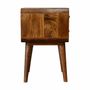 Night tables - Artisan Furniture Solid Wood Curved Chestnut Nightstand, 2 Drawers, Dark Brown - ARTISAN FURNITURE