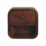 Night tables - Artisan Furniture Solid Wood Extra Mini Curved Chestnut Nightstand, 1 Drawer and Open Shelf, Dark Brown - ARTISAN FURNITURE