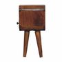 Night tables - Artisan Furniture Solid Wood Extra Mini Curve Nightstand, Open Slot and 1 Drawer, Chestnut, Nordic Legs, Dark Brown - ARTISAN FURNITURE