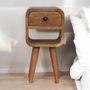 Night tables - Artisan Furniture Solid Wood Extra Mini Oak-ish Curve Lower Nightstand, 1 Drawer and Open Slot, Brown - ARTISAN FURNITURE
