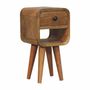 Night tables - Artisan Furniture Solid Wood Extra Mini Oak-ish Curve Lower Nightstand, 1 Drawer and Open Slot, Brown - ARTISAN FURNITURE