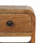 Night tables - Artisan Furniture Solid Wood Extra Mini Oak-ish Curve Lower Nightstand, 1 Drawer and Open Slot, Brown - ARTISAN FURNITURE