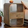 Night tables - Artisan Furniture Solid Wood London Nightstand, 1 Drawer and 2 Open Slots, Beige - ARTISAN FURNITURE