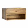 Night tables - Artisan Furniture Solid Wood Floating Curve Open Slot Nightstand, 1 Drawer and Open Shelf, Beige - ARTISAN FURNITURE