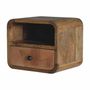 Night tables - Artisan Furniture Solid Wood Extra Mini Wall Mounted Curved Oak-ish Nightstand with Open Slot, 1 Drawer, Brown - ARTISAN FURNITURE
